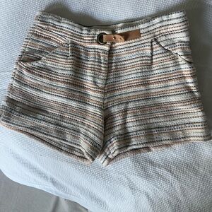 Zara Girls size 7Striped Knit Shorts in Cream, Tan & Gray